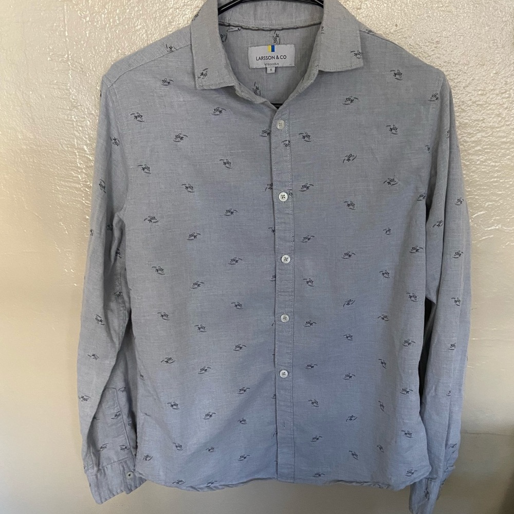 🌈Airplane pattern gray long sleeve shirt